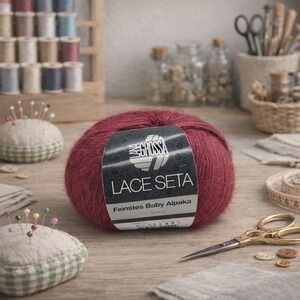 Lana Grossa Lace Seta Feinstes Baby Alpaca Silk Yarn Dark Red 50g